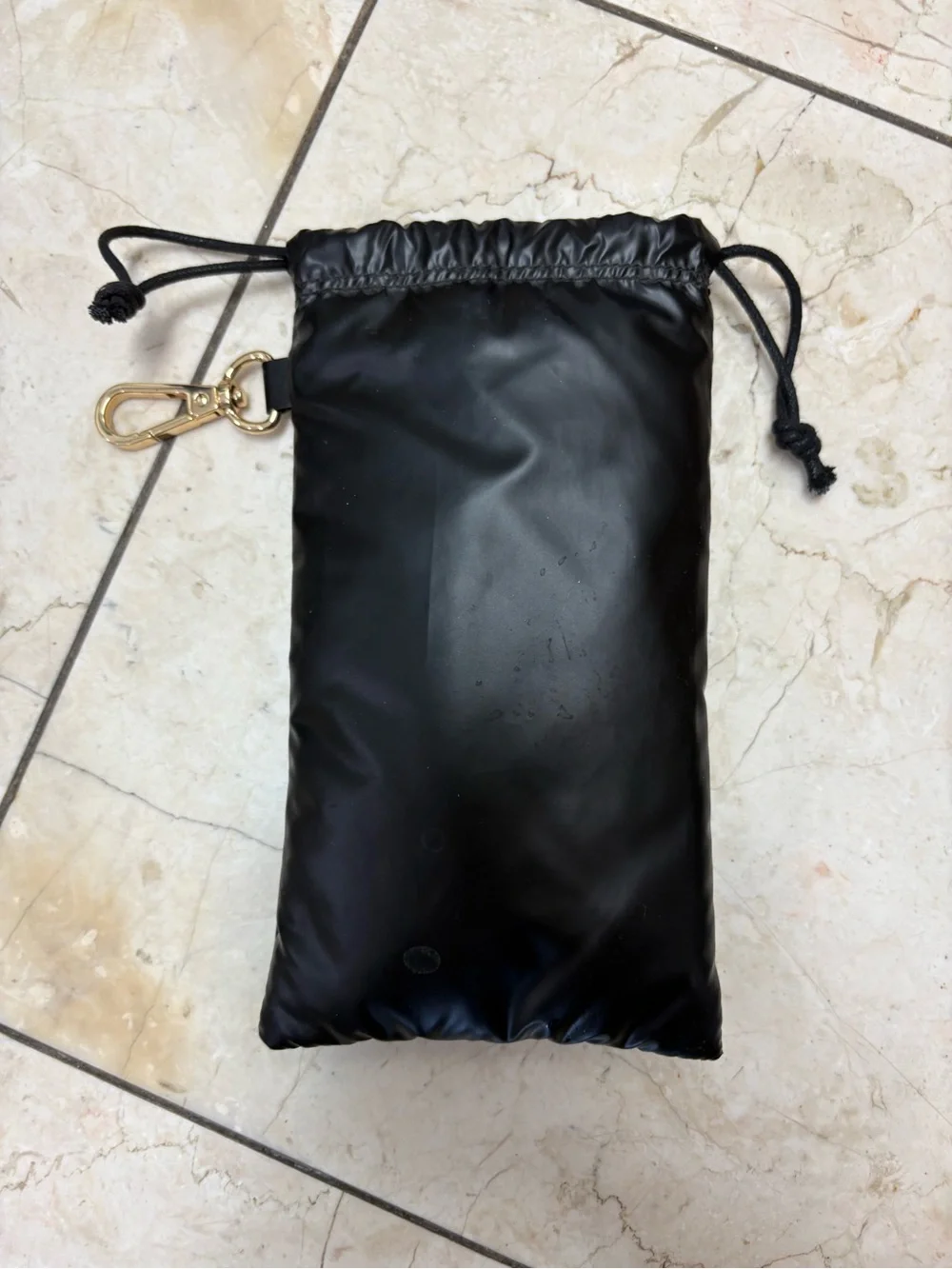 Fendi Black Drawstring Pouch with Pink Logo and Gold Hook